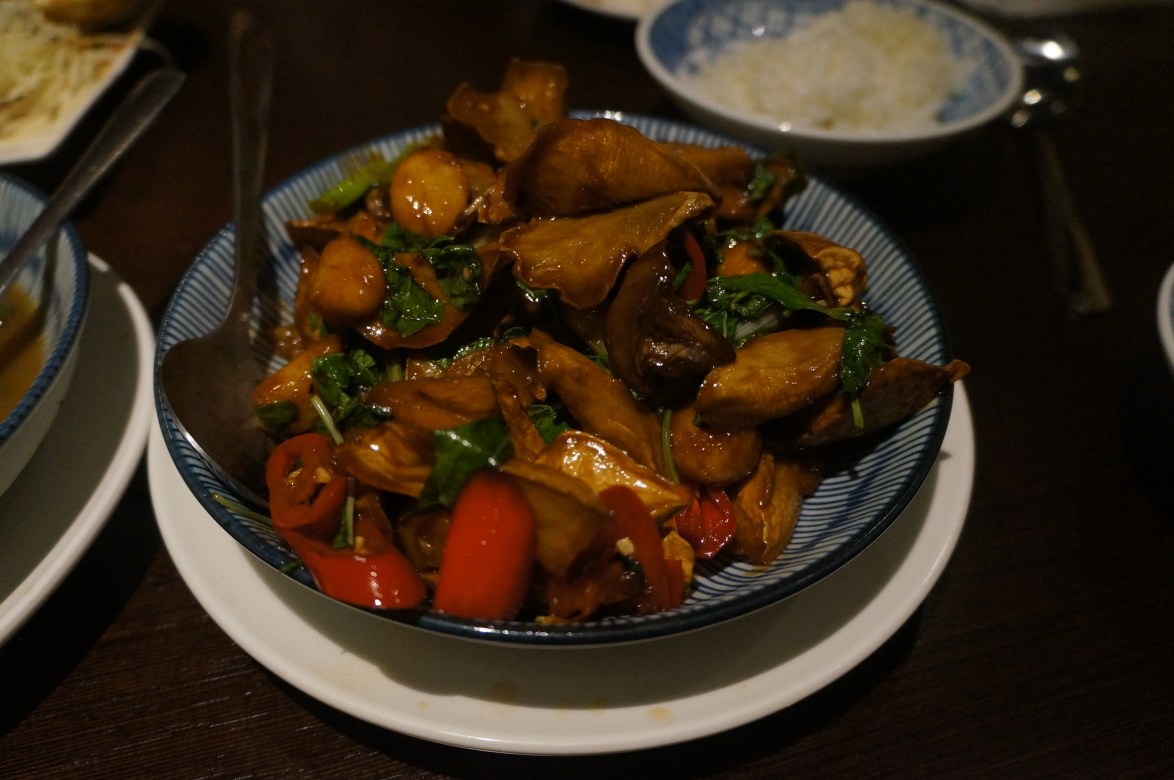 Three cup style mushrooms